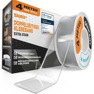 BAURIX - Nano Plakband - Dubbelzijdig - 4m - Extra Sterk - Transparant
