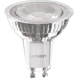 Ledvion LED GU10 Spot, 4.5W, 2700K, 345 Lumen, Full Glass, Dimbare LED Lamp, Inbouwspots, Plafondlamp