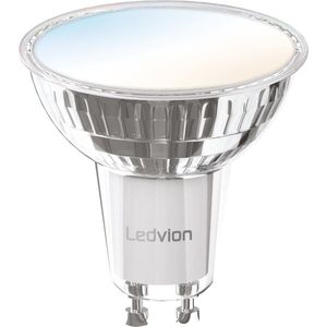 Ledvion GU10 LED Lamp, Smart Lamp, Dimbare LED Lamp, CCT, 2700-6500K, 5W, LED Spot, Dimmer, Wifi, App