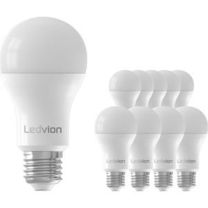 Ledvion Set van 10 LED Lamp, E27, Dimbare LED Lamp, Verlichting, Plafondlamp, Sfeer Lamp, 88W, 4000K, 806 Lumen, Voordeelpak