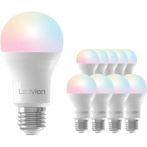 Ledvion - Smart RGB+CCT E27 LED Lamp - 8W - Dimbaar - 806L - Compatibel met Alexa en Google Home