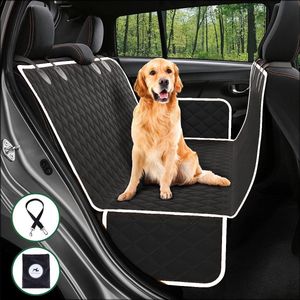 Hondendeken Auto Achterbank - Autodeken Hond Achterbank - Hondenmand Auto - Met Autogordel Hond - Universeel - Zwart-Wit