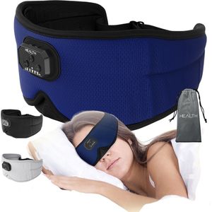 Health Bay® - Bluetooth slaapmasker - Maat XL- Slaapmasker 3D - 20 ingebouwde rustgevende geluiden - Slaapmasker vrouwen / mannen - Ultra platte SponsSpeakers - 100% Verduisterend traagschuim - Navy blue