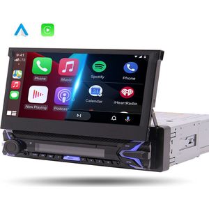 Boscer® 1Din Autoradio - Apple Carplay & Android Auto - 7"" HD Automatisch Klapscherm - Motor Klapscherm - USB, Aux, Bluetooth - MP5 - Achteruitrijcamera