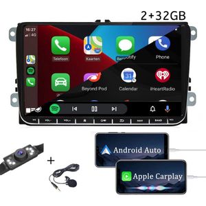 Boscer® Autoradio - Geschikt voor Volkswagen, Skoda & Seat - Apple Carplay & Android Auto - 2+32GB - Android 11 - 9"" HD Touchscreen - Navigatiesysteem - Achteruitrijcamera & Microfoon