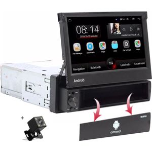 Boscer® 1Din Autoradio - Android 9.1 - Navigatiesysteem - 7' HD klapscherm - USB, Aux, Bluetooth, WIFI - Achteruitrijcamera