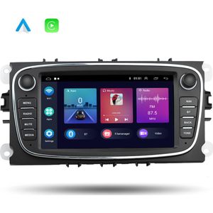 Boscer® Autoradio - Geschikt voor Ford Focus, S-Max, Mondeo, Galaxy, C-Max & Kuga - Apple Carplay & Android Auto (Draadloos) - Android 11 - 2+32GB - 7' HD Touchscreen - Navigatiesysteem - Zwart - Achteruitrijcamera & Microfoon