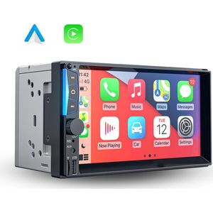 Boscer® Autoradio 2Din Universeel - Apple Carplay & Android Auto - 7 Inch HD Touchscreen - USB - AUX - Bluetooth - Externe Microfoon & Achteruitrijcamera