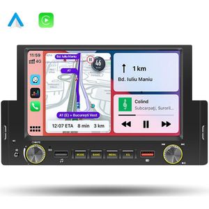 Boscer® 1Din Autoradio - Apple Carplay & Android Auto - 6,2"" HD Touchscreen - Bluetooth, USB & MP5 - Achteruitrijcamera & Externe Microfoon
