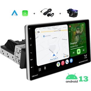 Boscer® 1Din Autoradio - Android 13 - Apple Carplay & Android Auto (Draadloos) - 9 Inch HD Verstelbaar Touchscreen - 2+64GB - Navigatiesysteem - Bluetooth - USB - GPS - WIFI - HD Achteruitrijcamera & Microfoon