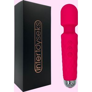 Intertoyseks Magic Wand Vibrator – Clitorisstimulator & Massagestaf – 20 Vibratiemodi – Stille Vibrator met 8 Snelheden – USB-Oplaadbaar – Waterdicht – Roze