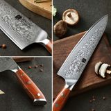 Xinzuo B13R Yu - Koksmes - 34 cm - Damascus Staal - Rozenhouten Handvat
