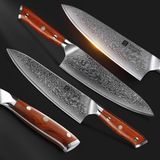 Xinzuo B13R Yu - Koksmes - 34 cm - Damascus Staal - Rozenhouten Handvat