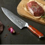 Xinzuo B13R Yu - Koksmes - 34 cm - Damascus Staal - Rozenhouten Handvat