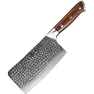 Xinzuo | Hakmes voor botten (chopping) | Damascus staal (gehamerd) | Woestijnijzerhout | B13D