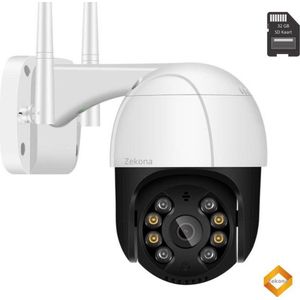 Zekona 20C Wit - IP Camera Beveiliging - Buiten - Beveiligingscamera - Bewakingscamera - Buiten Camera met Nachtzicht - WiFi 4x Digitale Zoom + 32 GB SD Kaart