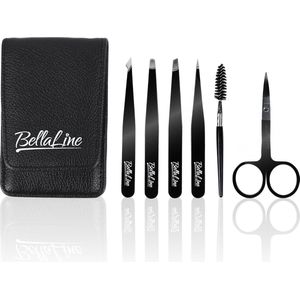 BellaLine - Pincet set - 6 delig - Epileer Set - Pincet RVS - Manicure set - Ontharen - Epileren - Pincet splinter - Eyebrow - Tweezers - Ontharing - Pincetset