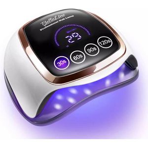 UV Nagel lamp 168 Watt + 5 Vijlen - BellaLine - UV Led Nagellamp – Gel Nagel – Nagellak UV – Nageldroger – Salon – Sensor – Gellac - Acryl - Gelnagels – 42 Power Led – Professioneel – Krachtig – Manicure – Extra lang snoer - Pink - Pedicure
