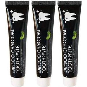 3x Houtskool Tandpasta 105g  -  BAMBOO Charcoal Toothpaste - Tandpasta - Voor Wittere Tanden - Tanden Bleken