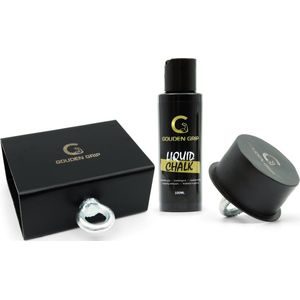 Gouden Grip Pinch Grip Bundle + GRATIS Liquid Chalk - Grip Bundel Set - Handtrainer - Vingertrainer - Vloeibaar Magnesium - Onderarmtrainer - Knijpkracht - Polstrainer - Gripmaster - Crush Hand Grip Training