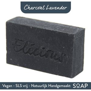 Elicious® - Natuurlijke Zeep - Charcoal - Lavendel - Handgemaakte Zeep - Biologisch Afbreekbaar - Handzeep - Douchezeep - Halal - Plasticvrij - Alcoholvrij - Vegan - Dierproefvrij - 100gr