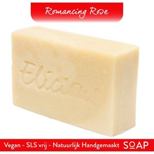 Elicious® - Natuurlijke Zeep - Roos - Handgemaakte Zeep - Biologisch Afbreekbaar - Handzeep - Douchezeep - Halal - Plasticvrij - Alcoholvrij - Vegan - Dierproefvrij - 100gr