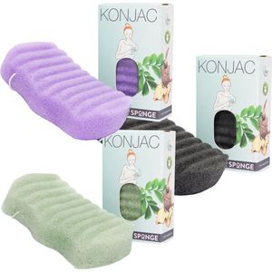 Elicious® - Konjac Badsponzen set - Natural Detox - Set van 3 - Badspons - Alle Huidtypen - Douche - Bad - Huidreiniging - Natuurlijk - Plasticvrij - Vegan - Dierproefvrij