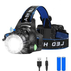 LED Hoofdlamp - 2000 lumen - draagbaar - hardlopen - klussen - inclusief oplaadbare batterijen - veilig onderweg - fietsen