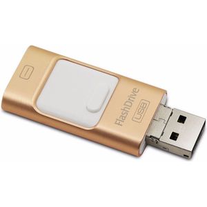 Flashdrive 3 in 1 128GB - Goud - 8 Pin Micro USB USB