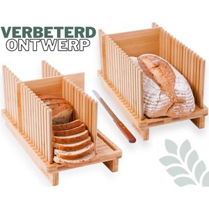 Jooba® broodsnijder bamboe – broodsnijder hulpmiddel - Verbeterd Ontwerp - Premium & Professioneel -Verstelbaar - Inclusief Mes, Bewaarzak & Serveerplank