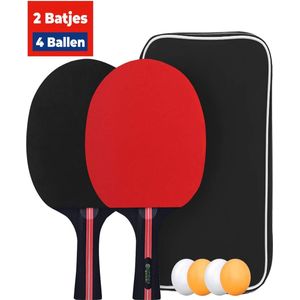 Tafeltennis set van 2 tafeltennisbatjes & 4 ballen - Pingpong set table tennis - Pingpong batjes