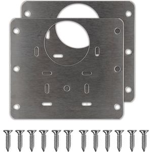 STACK Scharnier Reparatie Plaat | 90x80 mm - 2 Stuks - Inclusief 12 Schroeven - RVS - Reparatieplaat - Scharnier Reparatie Plaat / Platen / Plaatje / Set - Scharnier Plaat - Keukenkastje - Kast