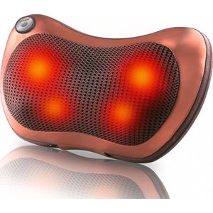 Shiatsu Massage Kussen - Elektrisch - Nek/Rug/Voeten - Met Warmte Functie - Voor In De Auto - Op Kantoor - Bruin