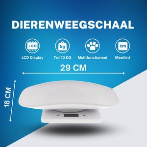 Weegschaal - Dierenweegschaal - Dierenweegschaal voor Kleine Dieren - 18X29 CM - Weegschaal - Weegschalen - Tot 10KG - Puppy - Kitten - Keukenweegschaal - Digitale Weegschaal - Precisie Weegschaal - Wit