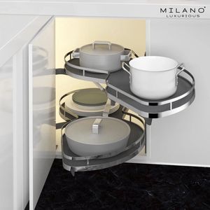 Milano Luxurious® Hoek Keukenkast Organizer rechtsdraaiend – 2 schuifplateaus-  deurbreedte 45 cm – antraciet
