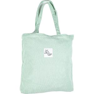 GoDaily - Dames - Schoudertas - Handtas - Bag - Ribstof - Canvas - Katoenen Tas - Tote - Licht Groen