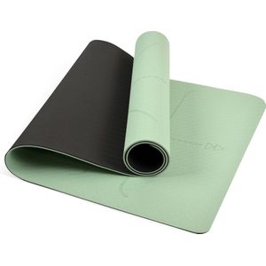 YoZenga Premium yoga mat | sportmat | Fitnessmat | extra breed | extra dik | TPE |  Lotus Mint/black | Inclusief gratis draagriem | cadeautip!