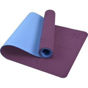 YoZenga Premium yoga mat | sportmat | Fitnessmat | extra breed | extra dik | TPE |  Lotus Purple/blue | Inclusief Draagriem