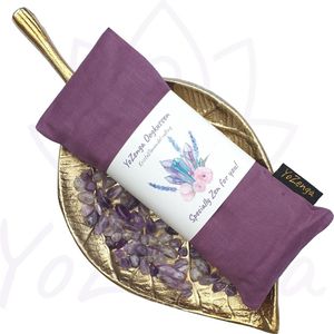 YoZenga oogkussen met Amethyst & biologische lavendel | kristallen/edelstenen | Kleur: Lavenderblush | Ideaal bij hoofdpijn & stress klachten | Meditatie | Ontspanning | Yoga