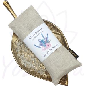 YoZenga oogkussen met Bergkristal & biologische lavendel | kristallen/edelstenen | Kleur: Linnenwhite | Yoga | Meditatie | Ontspanning | Ideaal bij hoofdpijn & stress klachten