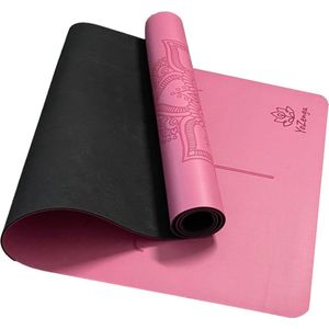 YoZenga Premium yoga mat | sportmat | Fitnessmat |Pro grip | extra breed | natuurlijk rubber | Mandala Flower Sweet Pink | Inclusief draagriem