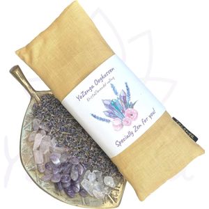 YoZenga oogkussen Gouden Driehoek & biologische lavendel | kristallen/edelstenen | Kleur: Gold | Yoga | Meditatie | Ontspanning | Ideaal bij hoofdpijn & stress klachten