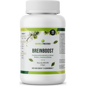 Breinboost - natuurlijk nootropic supplement - bacopa monnieri, rhodiola rosea, l-theanine, NALT, B-vitaminen - 60 caps