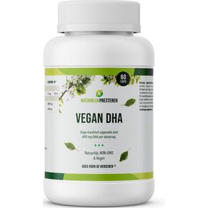 Vegan DHA - Algenolie Omega-3 Capsules - Plantaardige visolie - 400 mg vegan omega-3 vetten - Duurzaam gekweekt - 60 caps