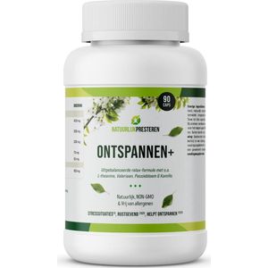 Ontspannen+ - Natuurlijke rustgever - valeriaan, rhodiola rosea, passiebloem, L-theanine - 90 caps