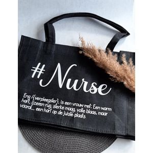 Mint11 - Vilten tas - #nurse - Verpleegkundige - zwart - cadeau voor haar - verjaardagscadeau - verjaardagskado - boodschappentas -