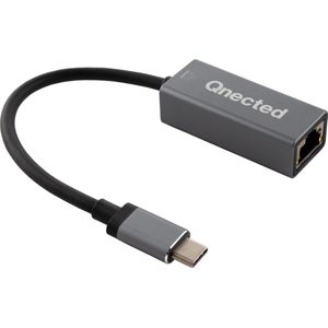 Qnected® USB Type-C naar RJ45 Gigabit Netwerkadapter | Gigabit Ethernet | Plug-and-play, Compatibel met Windows, macOS, Linux, ChromeOS, Android, iPadOS - Licht & Compact- 10/100/1000 Mbps Snelheid | Onyx Black