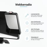 Teeco - Wekkerradio - Antraciet - Digitale wekker met projectie en telefoon opladen
