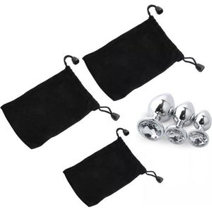 Metalen Buttplug Set 3 delig - Anal Plug Set voor Mannen en Vrouwen - Wit