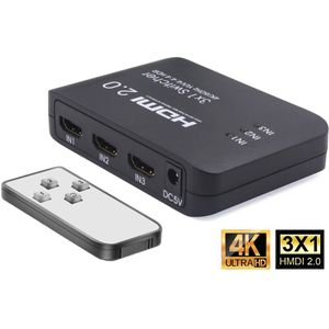 Brightside HDMI Switch - 3 in 1 uit - Ondersteunt 4K@60Hz 3D HD 1080p - Met afstandsbediening